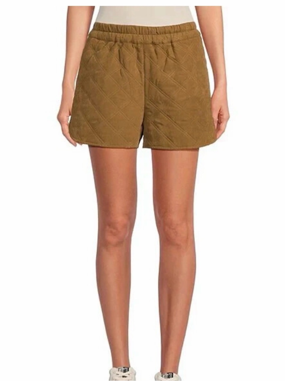 Quilted Olive Green Women's Pull-On Shorts
